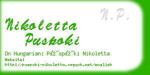 nikoletta puspoki business card